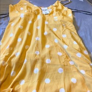 Yellow and white polka dot dress. New with tags.